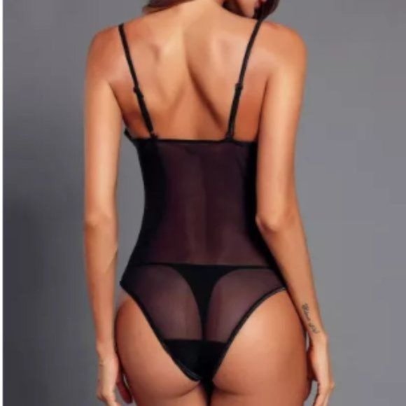 Black Lace Mesh Bodysuit Push up - Picture 5 of 8